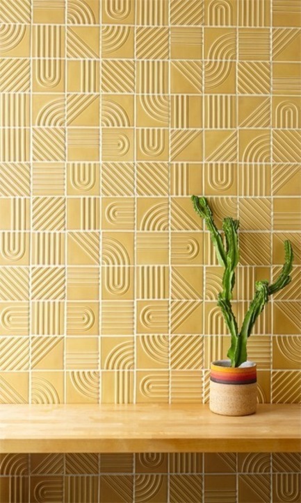 Press kit | 3895-01 - Press release | Signal Tile - Kristine Morich X Clayhaus Modern Tile - Product - Signal Tile | Kristine Morich X Clayhaus Modern Tile | Combination Pattern Lifestyle | Lo-res - Photo credit: Ian Stout