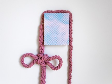 Press kit | 1607-08 - Press release | DesignTO is Where Art & Design Meet this January! - DesignTO - Event + Exhibition - All Bound Up by Sam Loewen -&nbsp;More Pics?, 2018. 7in x 9in, Screen print on cloth with bound bedsheet rope. - Photo credit:  Julia Martin 