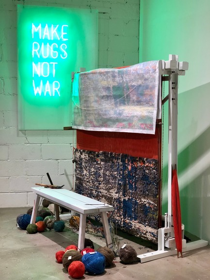 Press kit | 1607-08 - Press release | DesignTO is Where Art & Design Meet this January! - DesignTO - Event + Exhibition - SLOWMAKING&nbsp;by Jan Kath -&nbsp;Onsite loom with Jan Kath hand-knotted work of art in progress. Live weaving will be taking place throughout exhibition. - Photo credit:  Jenni Finlay 