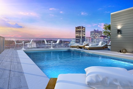 Press kit | 1867-05 - Press release | ENTICY, a new boutique condo project in downtown Montreal - Claridge-Omnia Technologies-Geiger Huot - Residential Architecture - Rooftop terrace - Photo credit: Enticy