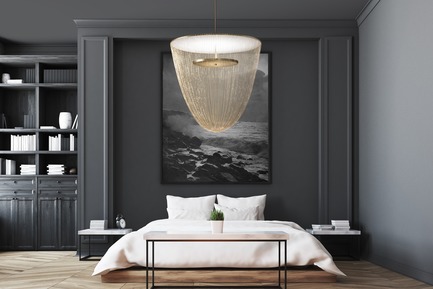 Press kit | 2110-06 - Press release | Stellar Design of Larose Guyon’s Céleste Captures the Spiritual Essence of Light - Larose Guyon - Lighting Design - Celeste Large - Brass - Photo credit: Larose Guyon
