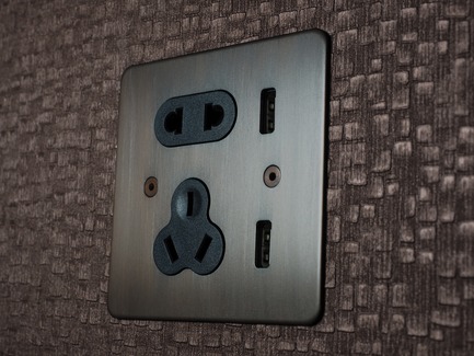 Press kit | 2651-01 - Press release | New Wall Display is Added to One of Focus SB's Five New Showrooms, Beijing - Focus SB Ltd - Product - USB socket finished in Bronze, Focus SB China collection.<br> - Photo credit: Copyright Focus SB.<br>