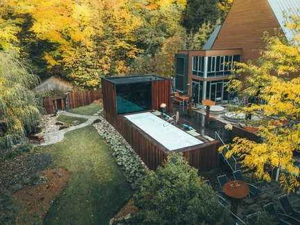 Dossier de presse | 1408-01 - Communiqué de presse | The PavillonOuest: a New Relaxation Space at BALNEA spa + réservethermale Bromont, Canada - BALNEA Spa + réserve thermale - Architecture commerciale - Crédit photo :         Mathieu Lachapelle