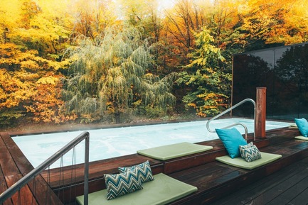 Dossier de presse | 1408-01 - Communiqué de presse | The PavillonOuest: a New Relaxation Space at BALNEA spa + réservethermale Bromont, Canada - BALNEA Spa + réserve thermale - Architecture commerciale - Crédit photo :         Mathieu Lachapelle