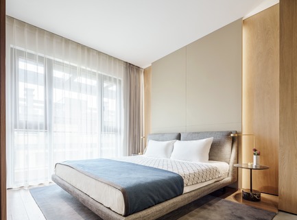 Press kit | 2718-01 - Press release | Jing'an Prime Land - Mason Studio - Residential Interior Design -    Townhouse B: guest bedroom  - Photo credit: Seth Powers
