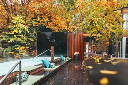 Dossier de presse | 1408-01 - Communiqué de presse | The PavillonOuest: a New Relaxation Space at BALNEA spa + réservethermale Bromont, Canada - BALNEA Spa + réserve thermale - Architecture commerciale - Crédit photo : Mathieu Lachapelle