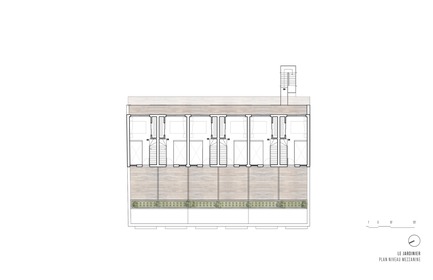 Dossier de presse | 1676-02 - Communiqué de presse | Le Jardinier - ADHOC architectes - Architecture résidentielle - Plan mezzanine&nbsp; - Crédit photo : ADHOC Architectes