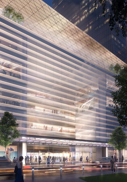Press kit | 3242-03 - Press release | West Podium Art Wall opens - James Carpenter Design Associates - Commercial Architecture - Rendering of one section of the 300 ft long Podium Art Wall<br> - Photo credit: James Carpenter Design Associates<br>
