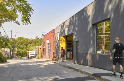 Press kit | 2682-01 - Press release | Innovation Through Design - The Symbiotic Link Between Branding and Architecture - Williamson Williamson Inc. - Commercial Interior Design -   Pilot Wagstaff Roastery: Pilot's Roastery occupies a renovated warehouse in an industrial strip in Toronto's east end.&nbsp;<br>[Completion Date: 2015]<br>    - Photo credit:  Scott Norsworthy 