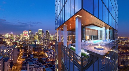 Press kit | 1867-06 - Press release | Official launch of the 1111 Atwater penthouses - Groupe EMD Construction – Batimo - Real Estate - The Sky Lounge, suspended on the 31st floor<span></span> - Photo credit: gvm3d