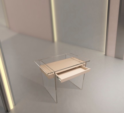 Dossier de presse | 3917-03 - Communiqué de presse | FORMITABLE©Collection - Wael Farran Studio - Produit - <p style=""> CASPER - CUSTOM MADE <br>Deco inspired desk made out of Plexiglas and lacquered wood. <br>PIECE DIMENSIONS: W: 70cm L: 120cm H: 75cm </p> - Crédit photo : WAEL KHOURY PHOTOGRAPHY
