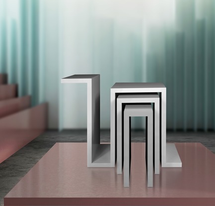 Dossier de presse | 3917-03 - Communiqué de presse | FORMITABLE©Collection - Wael Farran Studio - Produit -  CITYSCAPE -  SIDE TABLE <br>Cityscape multifunction set of side tables is a variation of glossy and matt lacquered finish.<br>PIECE DIMENSIONS: W: 80cm D: 50cm H: 60cm  - Crédit photo : GENIA MAALOUF