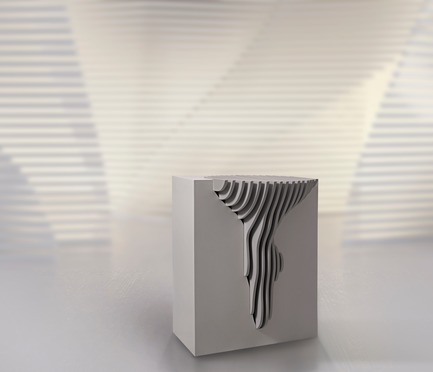Dossier de presse | 3917-03 - Communiqué de presse | FORMITABLE©Collection - Wael Farran Studio - Produit -   MYSTERY -                SIDE TABLE <br>Life is riddled with ups and downs that we do not seem to understand. However, as we fight, survive and enjoy whatever it is bringing at us, from the meaningless to the meaningful, things start taking a particular shape and the big picture shows up, one that reveals the mystery and purpose of our being. Made of lacquered white veneer, the base boasts a series of lines that seem irregular at first sight, yet come together in a beautiful design. <br>PIECE DIMENSIONS: W: 40cm L: 45cm H: 50cm<br style="">   - Crédit photo :                WAEL KHOURY PHOTOGRAPHY