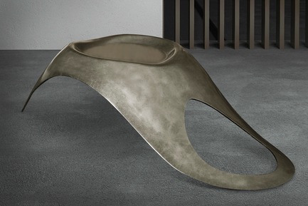 Dossier de presse | 3917-03 - Communiqué de presse | FORMITABLE©Collection - Wael Farran Studio - Produit -  THRUST -  COFFEE TABLE <p class="" style="">Thrust is a call to understand the sexuality taboo so it will no longer be a taboo. Sex is a natural act, a pleasurable act not a bad sinful act. Humanity has created an aura around it, to protect itself from overpopulation and from diseases. However, in current times, these can be controlled within the sexual act itself; hence sex should no longer be taboo. Thrust is about letting go of the taboo and embracing the beauty and pleasure of sexuality. Made of 2 components, Thrust mimics the sexual act. The Male element, composed of resin covered with iron melted powder mounts the Female element, composed of resin with silver leaf paper and hand patina. <br>PIECE DIMENSIONS: W: 195 cm D: 90cm H: 50 cm. </p> - Crédit photo : WAEL KHOURY PHOTOGRAPHY