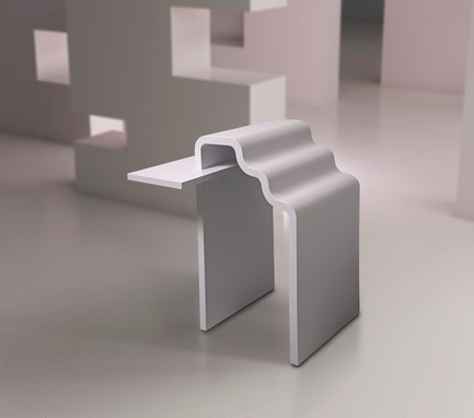 Dossier de presse | 3917-03 - Communiqué de presse | FORMITABLE©Collection - Wael Farran Studio - Produit -  UPHILL -  SIDE TABLE <p class="" style="">In an uphill hike, we are comforted from time to time by a plateau where things are flat and smooth, a place where we can set up, rest and get ready for the next challenge and ascending climb. It is a place where we gather our thoughts, get perspective and move on. The base, made of white lacquered wood, holds an asymmetrical painted veneer white top. One side features a regular plateau, while the other offers a stair-like shape adding movement to the design. <br>PIECE DIMENSIONS: W: 40cm, L: 45cm H1: 41.5cm H2: 41.5cm </p> - Crédit photo :                WAEL KHOURY PHOTOGRAPHY