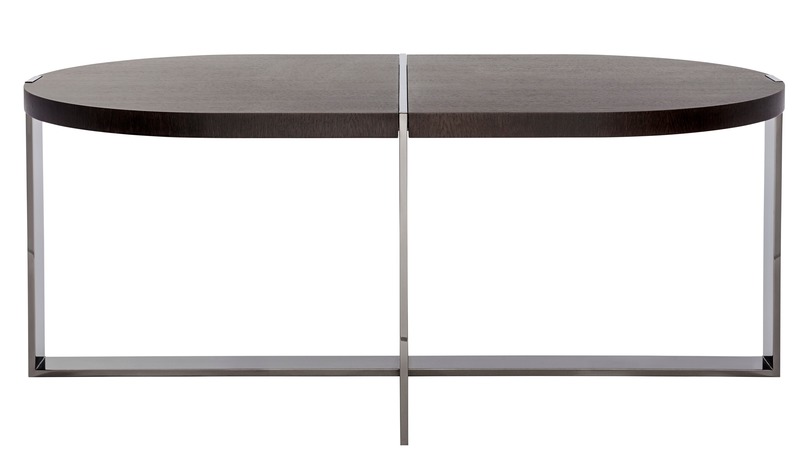 Dossier de presse | 3701-01 - Communiqué de presse | Powell & Bonnell Launch 10 New Products - Powell & Bonnell - Produit - <p class="">Trocadero Coffee Table</p><p class=""> <br></p><p class="">Depending upon from which angle it is viewed the “Trocadero” table reveals a decidedly different persona. Its metal frame solidly grips the top while at the same time bisecting it.</p> - Crédit photo : Margaret Mulligan 