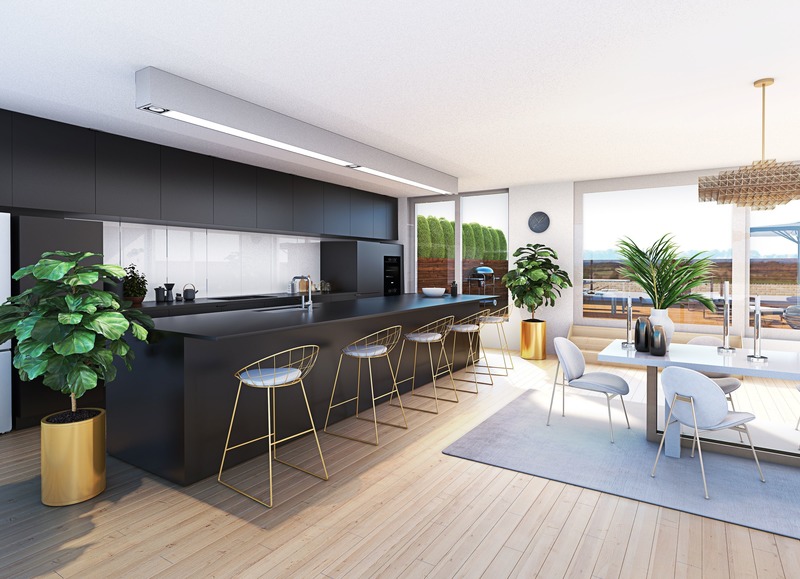 Dossier de presse | 3946-01 - Communiqué de presse | Le Castor Des Érables - Parkhouse - Design d’intérieur résidentiel - Penthouse - Cuisine - Crédit photo : Parkhouse