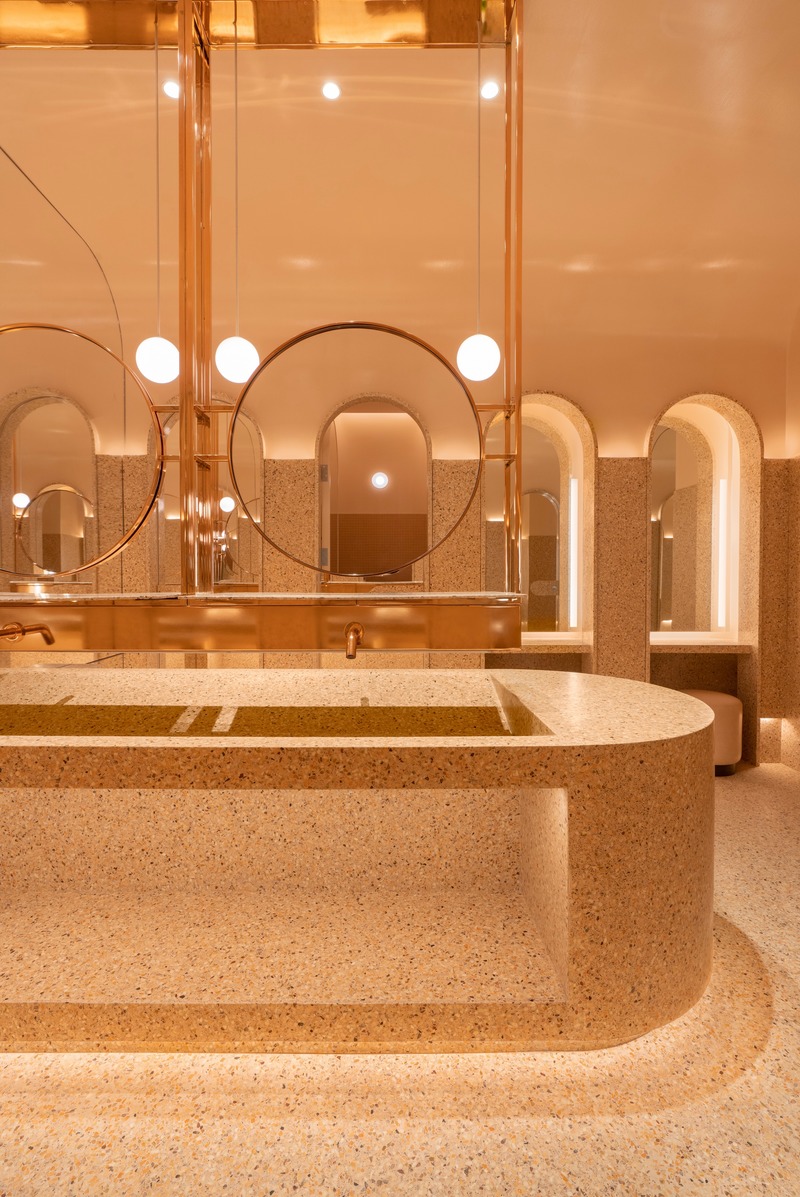 Press kit | 1301-01 - Press release | New MARCUS restaurant at Four Seasons Hotel Montreal - Atelier Zébulon Perron - Commercial Interior Design - Women's washroom - Photo credit: Olivier Blouin