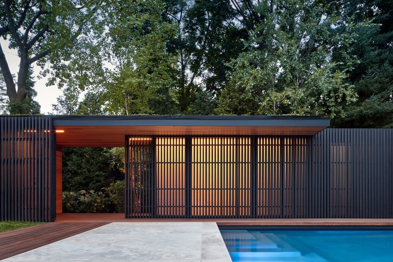 Press kit | 4204-01 - Press release | Forest Hill Garden & Pavilion - Amantea Architects - Residential Architecture - Breezeway opening creates the illusion of limitless space beyond<br> - Photo credit: Doublespace Photography