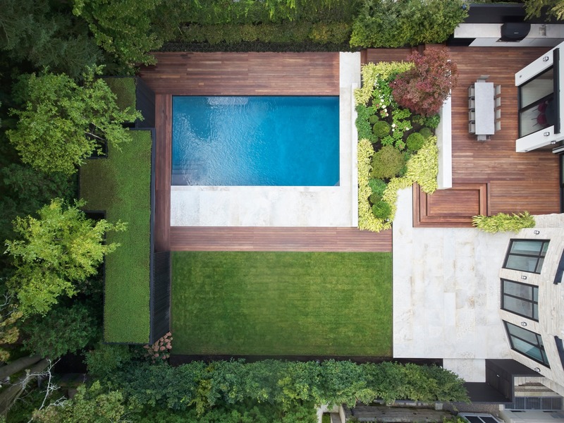 Press kit | 4204-01 - Press release | Forest Hill Garden & Pavilion - Amantea Architects - Residential Architecture - Aerial view of rear yard<br style=""> - Photo credit: Doublespace Photography