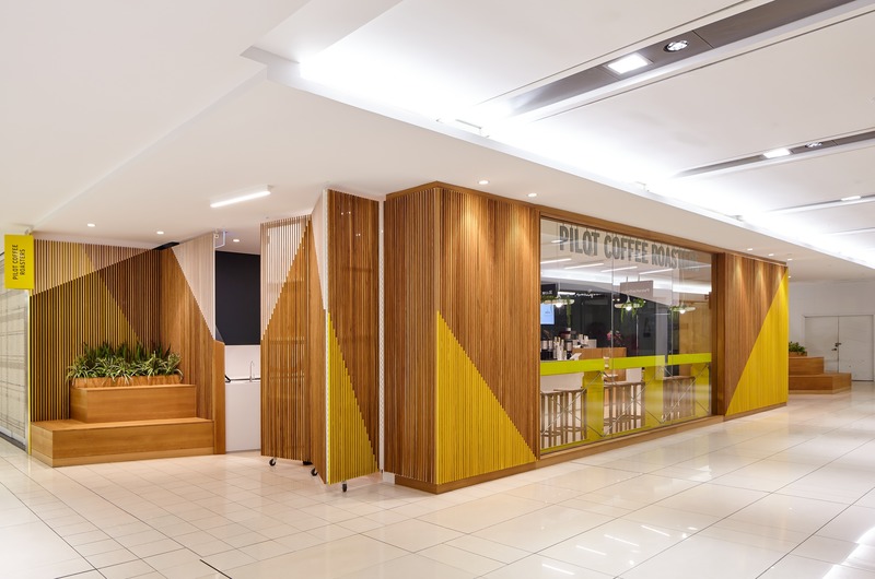 Press kit | 2682-01 - Press release | Innovation Through Design - The Symbiotic Link Between Branding and Architecture - Williamson Williamson Inc. - Commercial Interior Design - Pilot Manulife: The front gate being opened and folded back.  - Photo credit: Scott Norsworthy