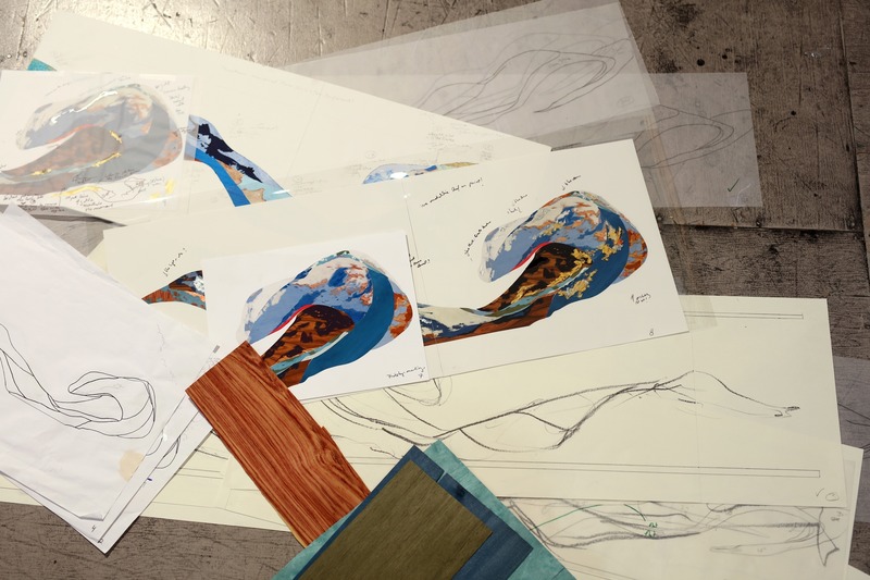 Dossier de presse | 746-05 - Communiqué de presse | Affluents - Yechel Gagnon - Art - Croquis et échantillons <br> - Crédit photo : Cléo Binette<br>