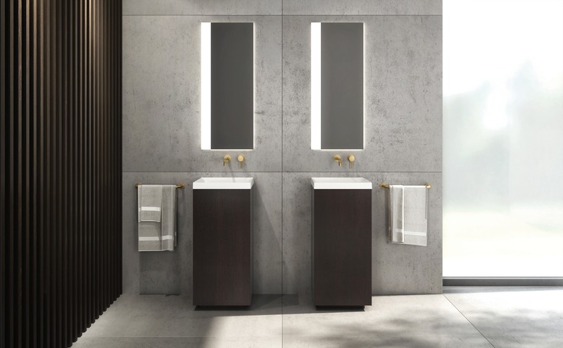 Press kit | 2342-06 - Press release | Relaxation Redefined - WETSTYLE’S fresh new Collections are what Dreams are Made of - WETSTYLE - Industrial Design -  STELLÉ pedestal (Oak Coffee Bean) + LAB Drop-in Lavatory  - Photo credit: WETSTYLE