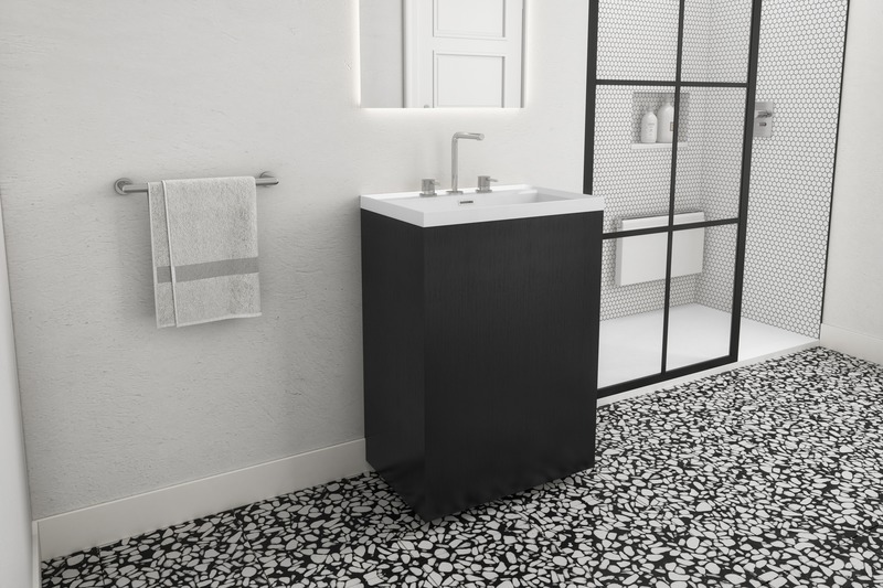 Press kit | 2342-06 - Press release | Relaxation Redefined - WETSTYLE’S fresh new Collections are what Dreams are Made of - WETSTYLE - Industrial Design -  STELLÉ pedestal (Oak Black) + LAB Drop-in Lavatory  - Photo credit: WETSTYLE
