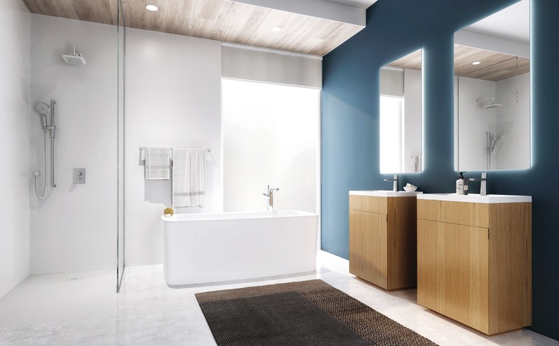 Press kit | 2342-06 - Press release | Relaxation Redefined - WETSTYLE’S fresh new Collections are what Dreams are Made of - WETSTYLE - Industrial Design -   LAB 2 Bathtub &amp; STELLÉ pedestal (Oak Natural) + LAB Drop-in Lavatory   - Photo credit: WETSTYLE