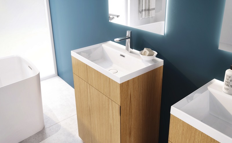 Press kit | 2342-06 - Press release | Relaxation Redefined - WETSTYLE’S fresh new Collections are what Dreams are Made of - WETSTYLE - Industrial Design -   LAB 2 Bathtub &amp; STELLÉ pedestal (Oak Natural) + LAB Drop-in Lavatory  - Photo credit: WETSTYLE