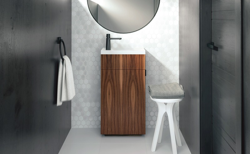 Press kit | 2342-06 - Press release | Relaxation Redefined - WETSTYLE’S fresh new Collections are what Dreams are Made of - WETSTYLE - Industrial Design -  STELLÉ pedestal (Walnut Natural) + LAB Drop-in Lavatory  - Photo credit: WETSTYLE