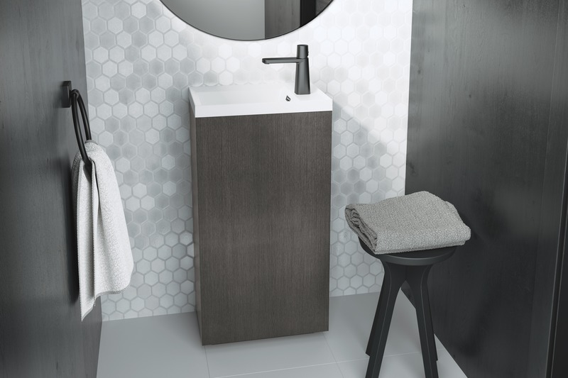 Press kit | 2342-06 - Press release | Relaxation Redefined - WETSTYLE’S fresh new Collections are what Dreams are Made of - WETSTYLE - Industrial Design -  STELLÉ pedestal (Oak Smoked) + LAB Drop-in Lavatory  - Photo credit: WETSTYLE