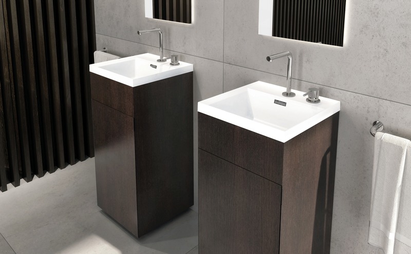 Press kit | 2342-06 - Press release | Relaxation Redefined - WETSTYLE’S fresh new Collections are what Dreams are Made of - WETSTYLE - Industrial Design -  STELLÉ pedestal (Oak Coffee Bean) + LAB Drop-in Lavatory  - Photo credit: WETSTYLE