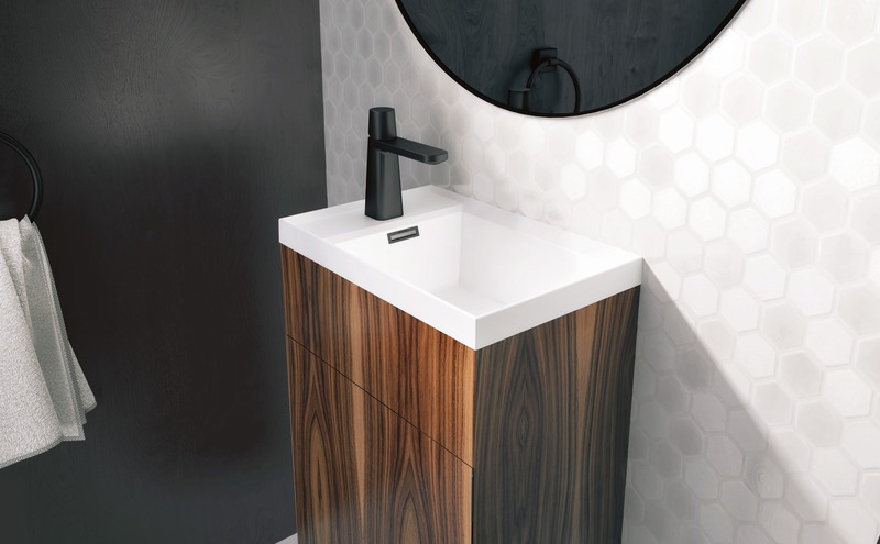 Press kit | 2342-06 - Press release | Relaxation Redefined - WETSTYLE’S fresh new Collections are what Dreams are Made of - WETSTYLE - Industrial Design -  STELLÉ pedestal (Walnut Natural) + LAB Drop-in Lavatory  - Photo credit: WETSTYLE