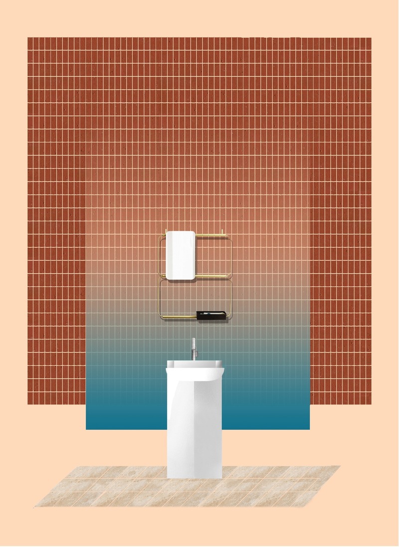Dossier de presse | 2704-09 - Communiqué de presse | "A la Fresca" - Merging Indoors and Outdoors - imm cologne 2020, Koelnmesse GmbH - Évènement + Exposition - Area for personal hygiene in Das Haus 2020 by MUT Design - Crédit photo : Illustration: MUT Design; Koelnmesse
