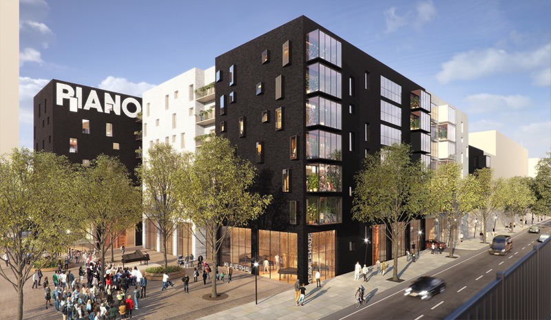 Dossier de presse | 2337-02 - Communiqué de presse | Fletcher Priest wins residential design competition in HafenCity, Hamburg - Fletcher Priest Architects - Architecture résidentielle - PianoBau overlooks a new public square - Crédit photo : Fletcher Priest Architects