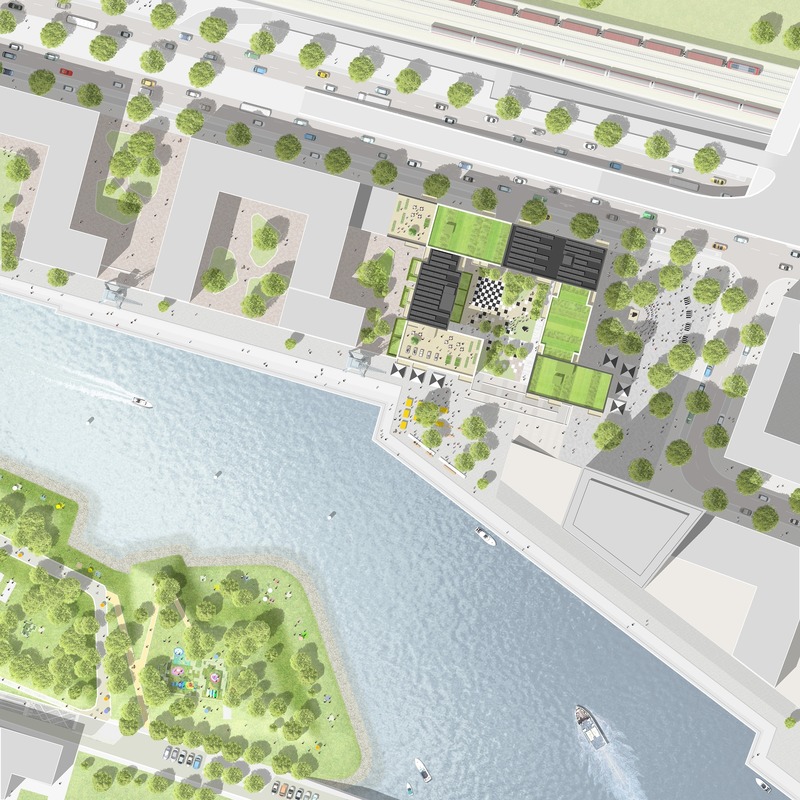 Dossier de presse | 2337-02 - Communiqué de presse | Fletcher Priest wins residential design competition in HafenCity, Hamburg - Fletcher Priest Architects - Architecture résidentielle - Green roofs and solar PV cells enhance the projects sustainability credentials - Crédit photo : Fletcher Priest Architects