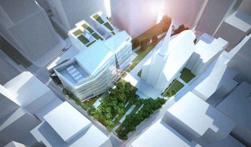 Press kit | 952-25 - Press release | A New Downtown Building for HEC Montréal - Provencher_Roy - Institutional Architecture - Aerial view of the site - Photo credit: Provencher_Roy