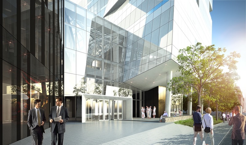 Press kit | 952-25 - Press release | A New Downtown Building for HEC Montréal - Provencher_Roy - Institutional Architecture - Entrance on De La Gauchetière Street  - Photo credit: Provencher_Roy
