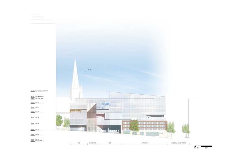 Press kit | 952-25 - Press release | A New Downtown Building for HEC Montréal - Provencher_Roy - Institutional Architecture - Elevation - Beaver Hall Hill - Photo credit: Provencher_Roy
