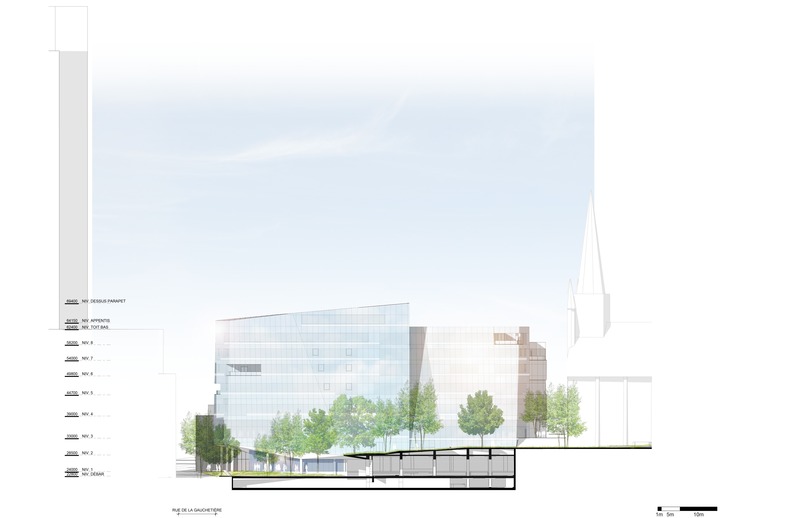 Press kit | 952-25 - Press release | A New Downtown Building for HEC Montréal - Provencher_Roy - Institutional Architecture - Elevation – Parc / Basilica  - Photo credit: Provencher_Roy
