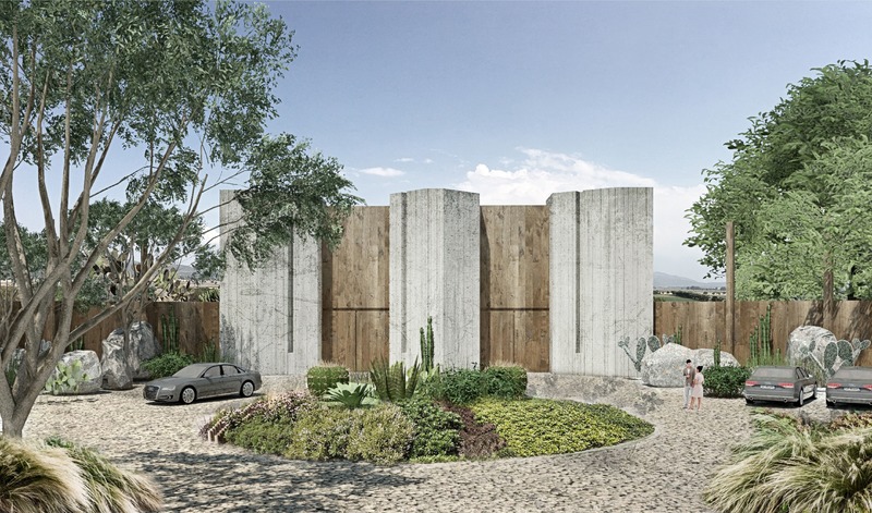 Dossier de presse | 2872-01 - Communiqué de presse | Vineyard "El Pedregal" - ASP Arquitectura Sergio Portillo - Architecture de paysage - main entrance - Crédit photo : Ivan Reyes