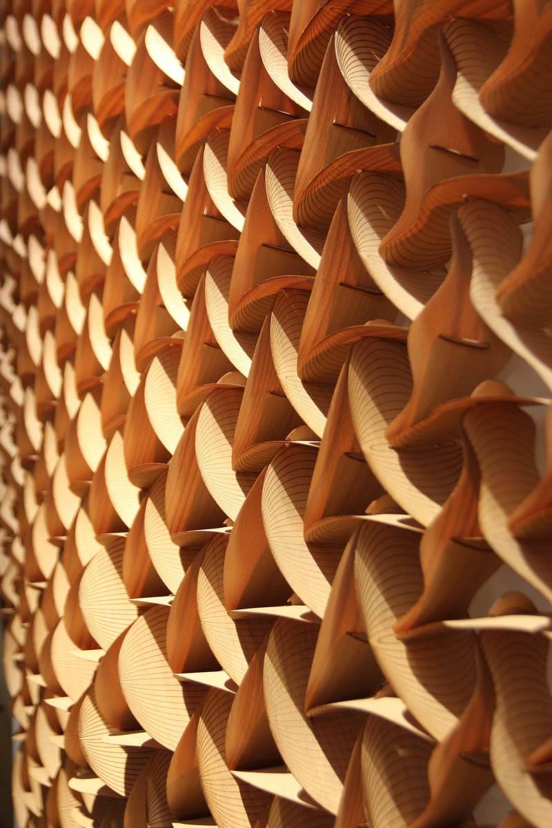 Dossier de presse | 4176-02 - Communiqué de presse | The Evolution of Form - estereotomia - Art - Detail wood sculpture - Crédit photo : Alejandro de la Vega Zulueta