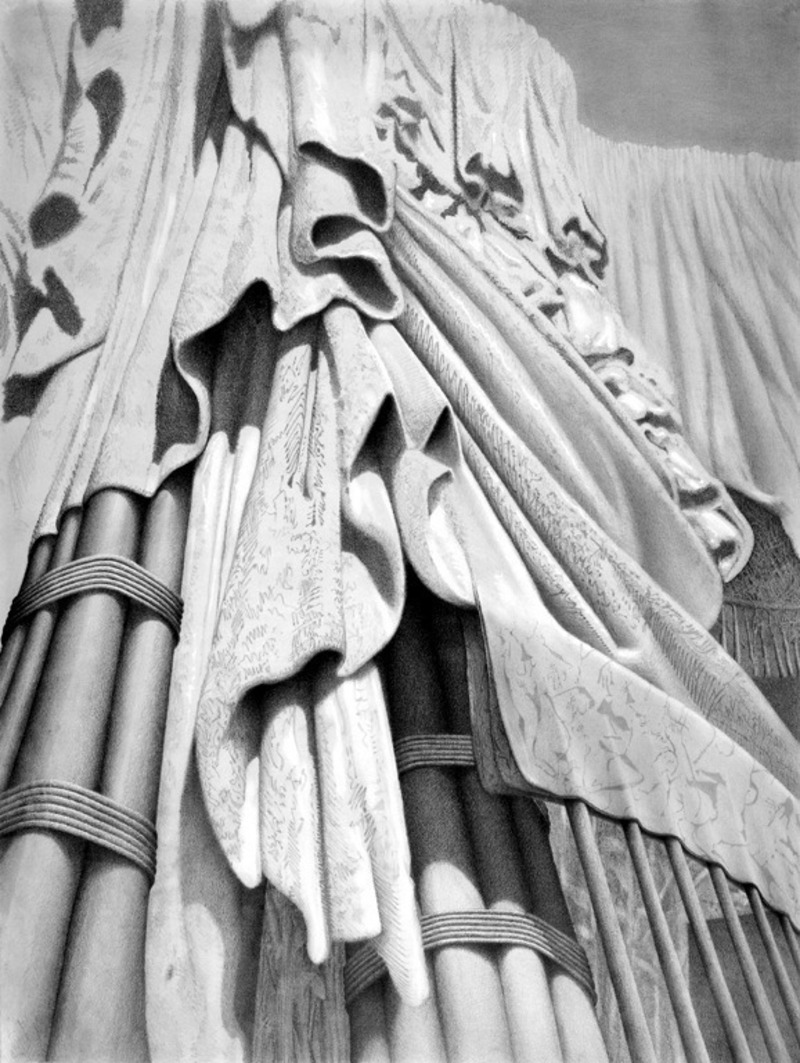 Press kit | 748-38 - Press release | Concrete in All its Forms – The fabric-formed constructions of artist and architect Mark West at the UQAM Centre de Design - UQAM Centre de design - Event + Exhibition -   <p class="">Dianna’s Robes, Mark West</p><p class="">1996, graphite on paper, 100 x 76 cm</p> - Photo credit: UQAM Centre de design