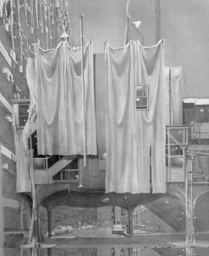 Press kit | 748-38 - Press release | Concrete in All its Forms – The fabric-formed constructions of artist and architect Mark West at the UQAM Centre de Design - UQAM Centre de design - Event + Exhibition -   <p class="">Subway Drape Snuffle, Mark West</p><p class="">Early 2000’s , graphite on paper, 74 x 58 cm</p> - Photo credit: UQAM Centre de design