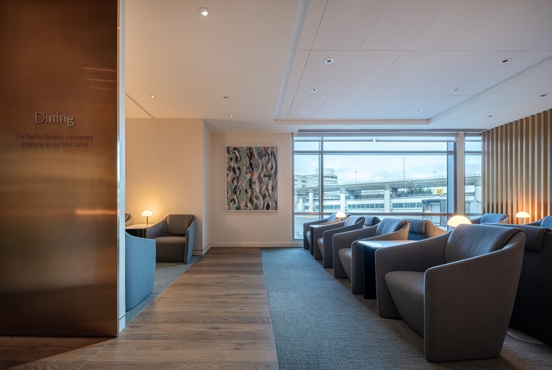 Dossier de presse | 2757-17 - Communiqué de presse | WDA announces new projects at San Francisco international airport - WDA | William Duff Architects - Architecture commerciale -    Wood flooring is used throughout the British Airways Lounge at SFO with carpet inlay used to delineate seating zones.    - Crédit photo :   Eric Rorer Photography  