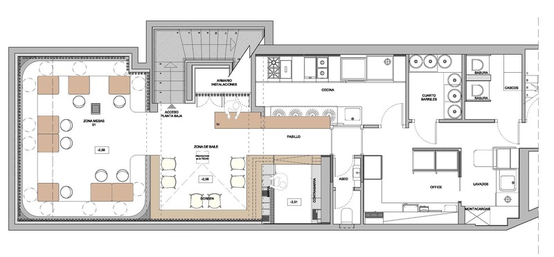 Dossier de presse | 3724-05 - Communiqué de presse | Txalupa Gastroleku Restaurant - EL EQUIPO CREATIVO - Design d’intérieur commercial - Basement Floor Plan - Crédit photo : El Equipo Creativo