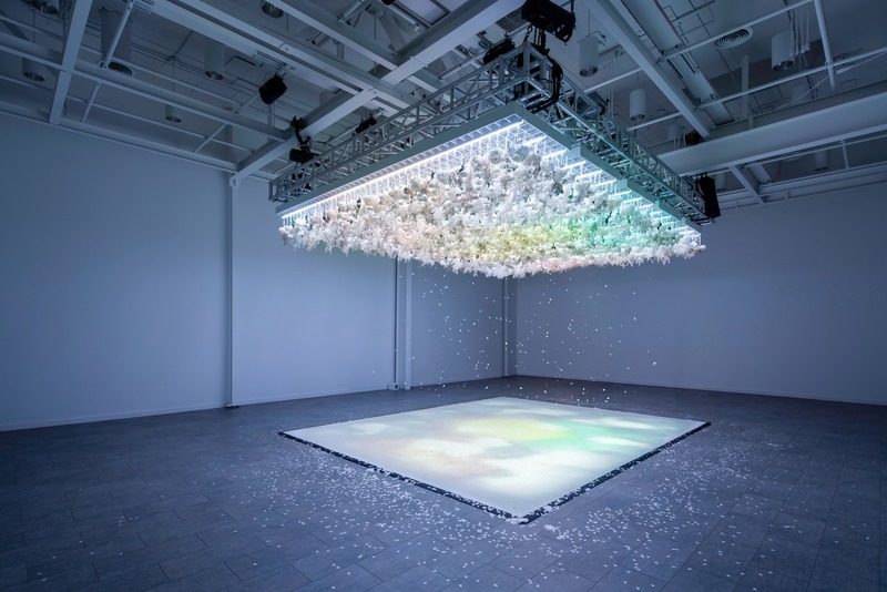 Press kit | 4692-01 - Press release | The Art of Bloom - Intertrend Communications - Event + Exhibition - The main installation was called “The Petal Room”. It featured 3,500 real flowers, 6 million falling petals, interactive lighting, and a signature aroma. - Photo credit: Brandon Shigeta