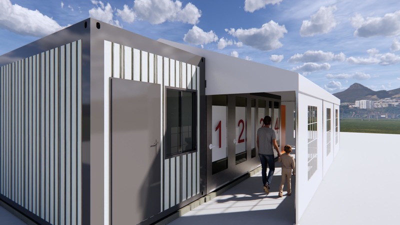Dossier de presse | 1456-05 - Communiqué de presse | CannonDesign Creates Modular, Walk-in Booth Design for Coronavirus Testing - CannonDesign - Design d’intérieur commercial - Crédit photo : CannonDesign