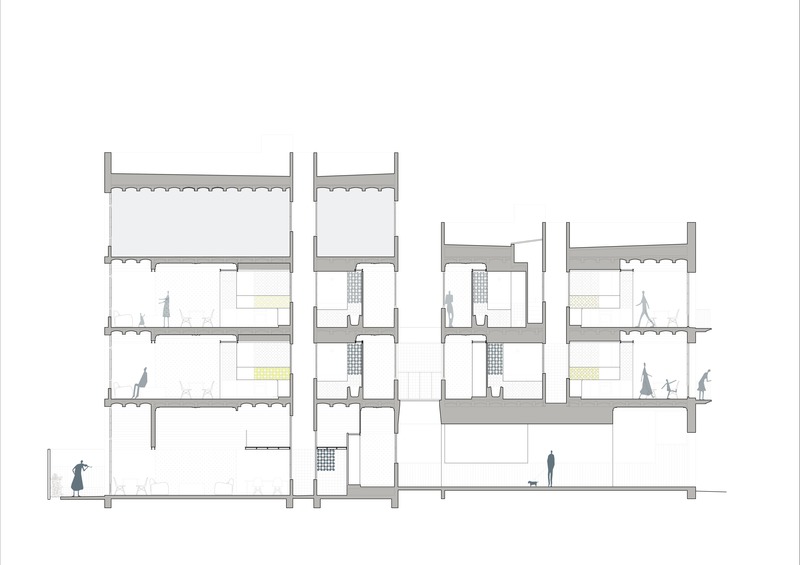 Dossier de presse | 4477-01 - Communiqué de presse | Vallirana 47. Hybrid superposition - vora - Design d’intérieur résidentiel - Building section - Crédit photo : vora
